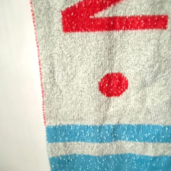 Urban Outfitters City Intarsia Soccer Scarf LONDON White Blue Red 72" x 10" NWOT - Picture 3 of 5